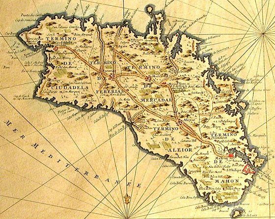 Mapa antiguo de Menorca - historia de Menorca