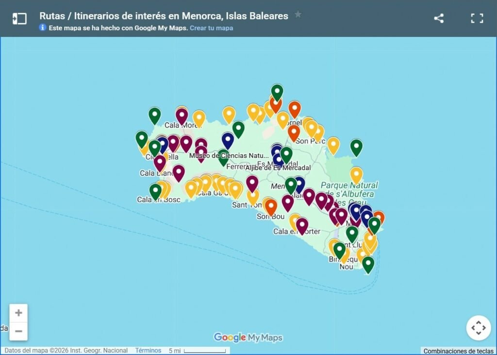Mapa de Menorca